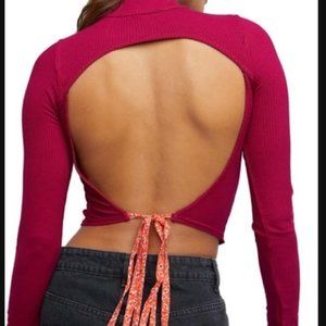 Free people link long sleeve open back - with ties size L